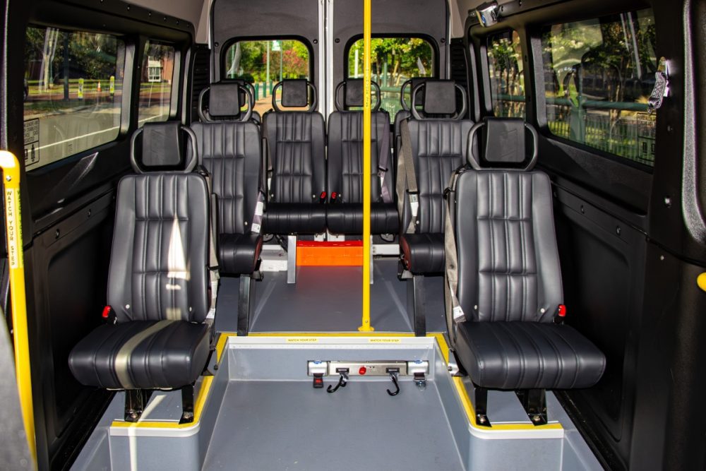 UNC Charlotte Paratransit bus for Charter Services- interior